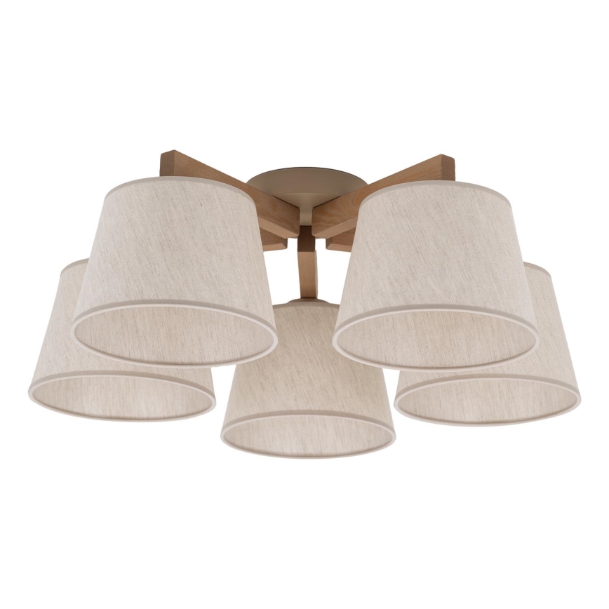 BRILAGI - Lustre LED de montagem superficial LATTE SABIA 5xE27/15W/230V pinho/creme