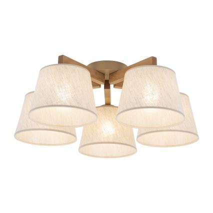 BRILAGI - Lustre LED de montagem superficial LATTE SABIA 5xE27/15W/230V pinho/creme