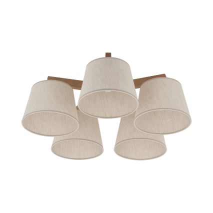 BRILAGI - Lustre LED de montagem superficial LATTE SABIA 5xE27/15W/230V pinho/creme
