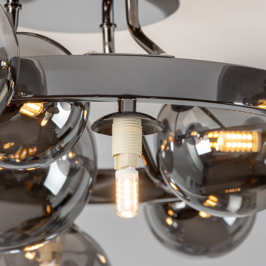 Brilagi - Lustre LED de montagem superficial MILLA 10xG9/3W/230V preto cromado/fumê