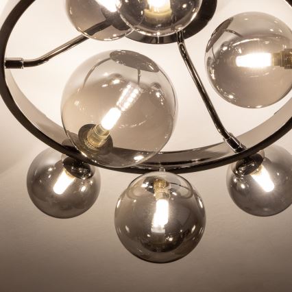 Brilagi - Lustre LED de montagem superficial MILLA 10xG9/3W/230V preto cromado/fumê