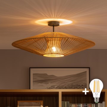 Brilagi - Lustre LED de sobrepor CERIA BOHO 1xE27/60W/230V Ø 70 cm preto/castanho