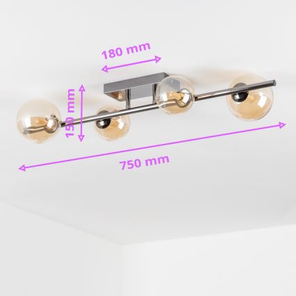 Brilagi - Lustre LED de Sobrepor MILLA 4xG9/3W/230V, preto com acabamentos cromados e dourados