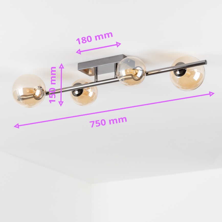 Brilagi - Lustre LED de Sobrepor MILLA 4xG9/3W/230V, preto com acabamentos cromados e dourados