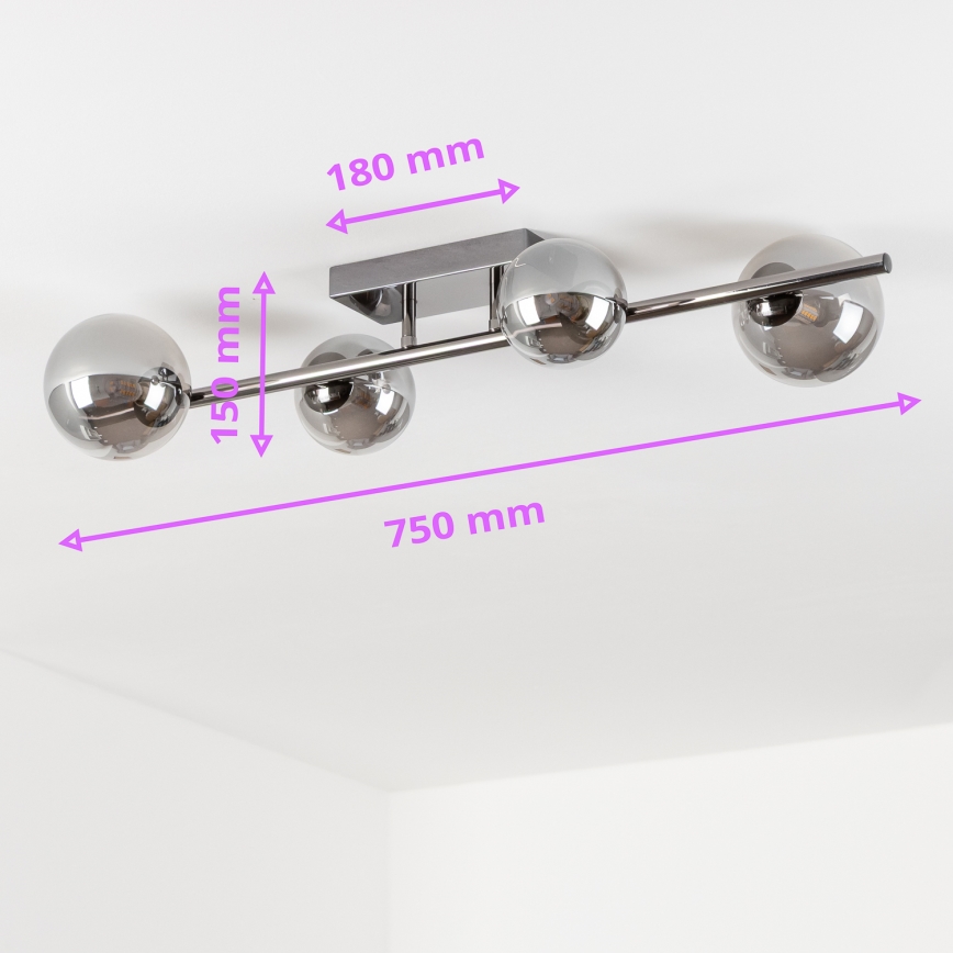 Brilagi - Lustre LED de sobrepor MILLA 4xG9/3W/230V preto cromado/fumê
