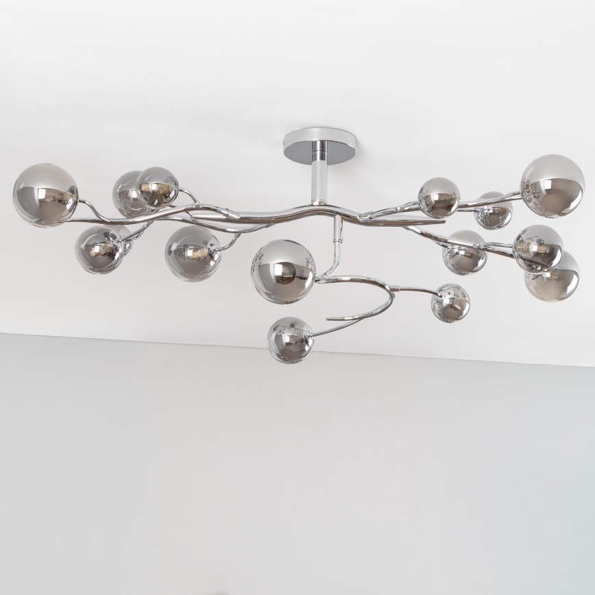 Brilagi - Lustre LED de Sobrepor MISTEL 15xG9/3W/230V preto cromado/fumê