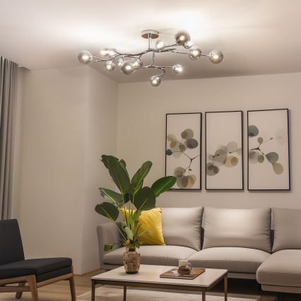 Brilagi - Lustre LED de Sobrepor MISTEL 15xG9/3W/230V preto cromado/fumê