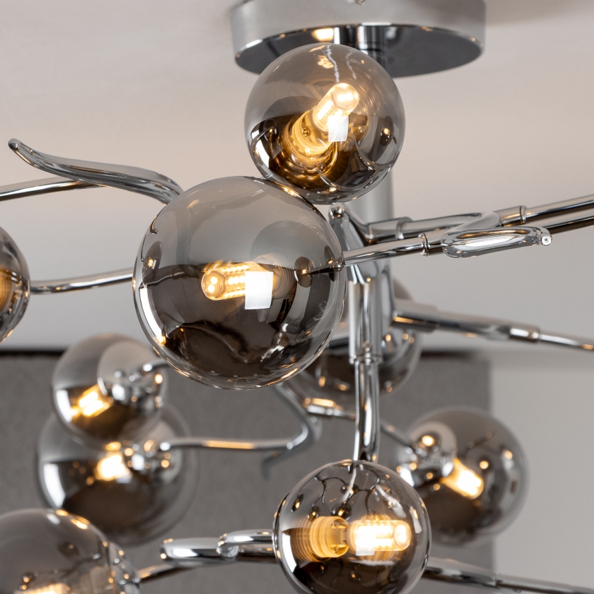 Brilagi - Lustre LED de Sobrepor MISTEL 15xG9/3W/230V preto cromado/fumê