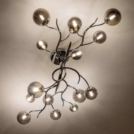 Brilagi - Lustre LED de Sobrepor MISTEL 15xG9/3W/230V preto cromado/fumê