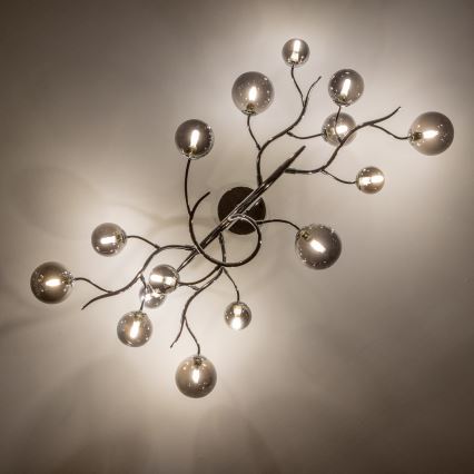 Brilagi - Lustre LED de Sobrepor MISTEL 15xG9/3W/230V preto cromado/fumê