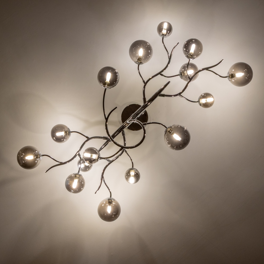 Brilagi - Lustre LED de Sobrepor MISTEL 15xG9/3W/230V preto cromado/fumê