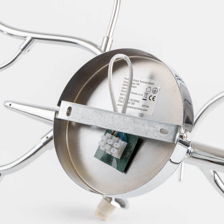 Brilagi - Lustre LED de Sobrepor MISTEL 15xG9/3W/230V preto cromado/fumê