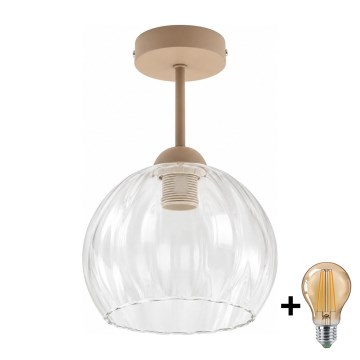 BRILAGI - Lustre LED de sobrepor RETRO GLASS 1xE27/60W/230V Ø 25 cm bege/transparente
