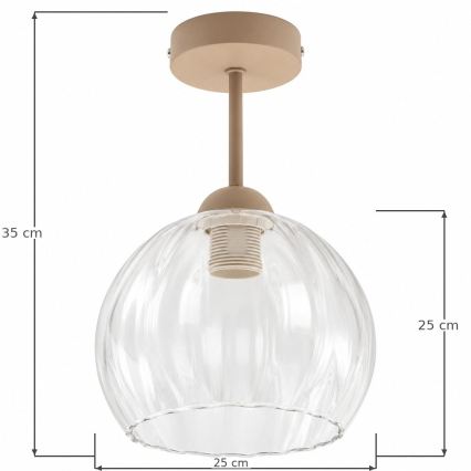 BRILAGI - Lustre LED de sobrepor RETRO GLASS 1xE27/60W/230V Ø 25 cm bege/transparente