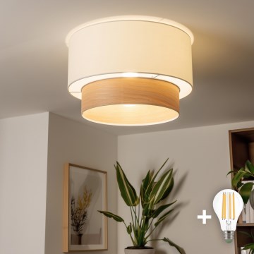 Brilagi - Lustre LED de superfície CERIA 1xE27/40W/230V Ø 50 cm branco/bege