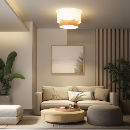 Brilagi - Lustre LED de superfície CERIA 1xE27/40W/230V Ø 50 cm branco/bege