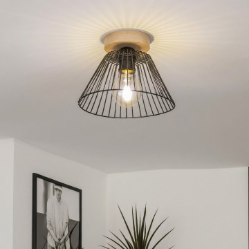 Brilagi - Lustre LED de superfície CERIA WIRE 1xE27/40W/230V diâmetro 30 cm preto/carvalho
