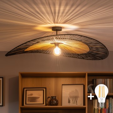 Brilagi - Lustre LED de tecto sobreposto CERIA BOHO 1xE27/60W/230V Ø 100 cm preto/castanho