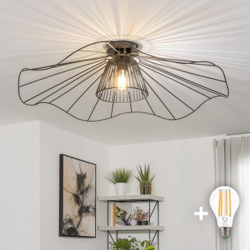 Brilagi - Lustre LED de tecto sobreposto CERIA WIRE 1xE27/40W/230V diâmetro 80 cm preto