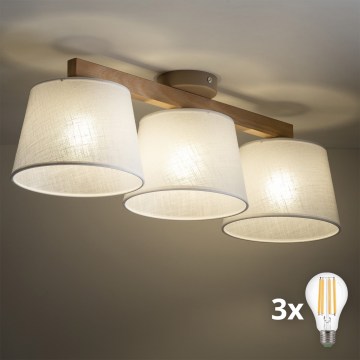 BRILAGI - Lustre LED de tecto sobreposto LATTE SABIA 3xE27/15W/230V pinho/branco