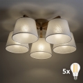 BRILAGI - Lustre LED de teto aplicado LATTE SABIA 5xE27/15W/230V pinho/branco
