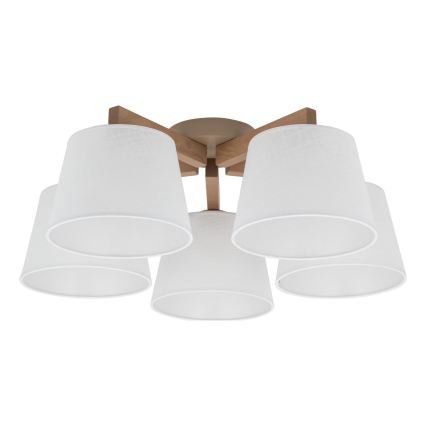 BRILAGI - Lustre LED de teto aplicado LATTE SABIA 5xE27/15W/230V pinho/branco