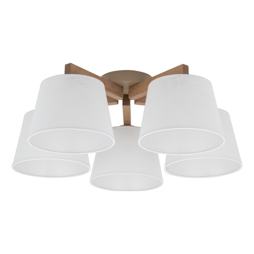 BRILAGI - Lustre LED de teto aplicado LATTE SABIA 5xE27/15W/230V pinho/branco