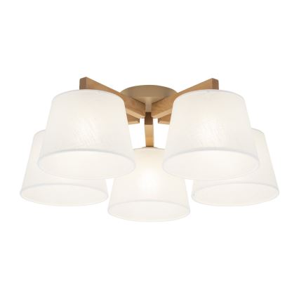 BRILAGI - Lustre LED de teto aplicado LATTE SABIA 5xE27/15W/230V pinho/branco