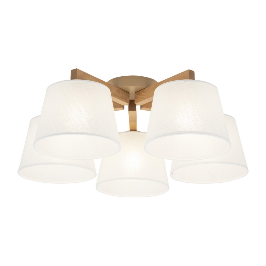 BRILAGI - Lustre LED de teto aplicado LATTE SABIA 5xE27/15W/230V pinho/branco