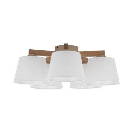 BRILAGI - Lustre LED de teto aplicado LATTE SABIA 5xE27/15W/230V pinho/branco