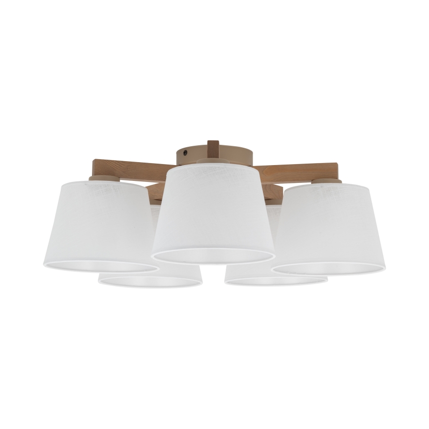 BRILAGI - Lustre LED de teto aplicado LATTE SABIA 5xE27/15W/230V pinho/branco