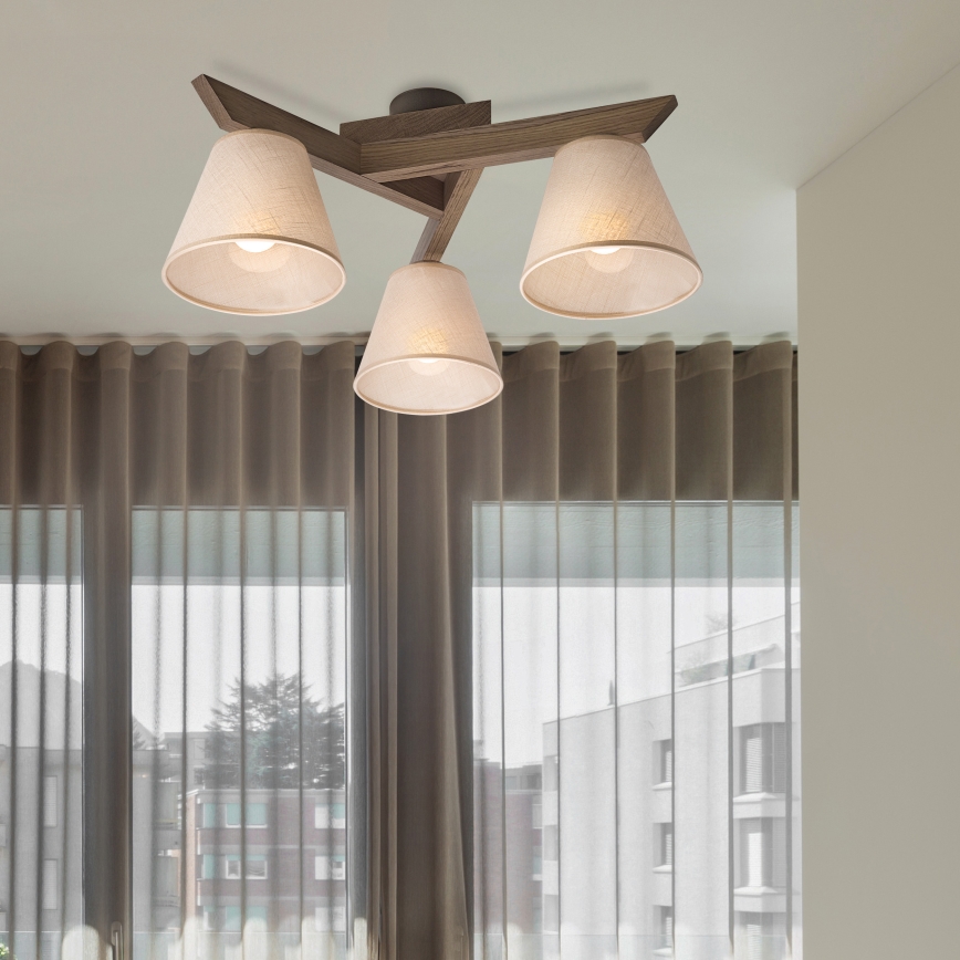 Brilagi - LED Lustre de teto sobreposto ANTHONY 3xE14/40W/230V carvalho nogueira/bege