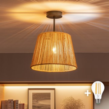 Brilagi - Lustre LED de teto sobreposto CERIA BOHO 1xE27/60W/230V Ø 28 cm preto/castanho