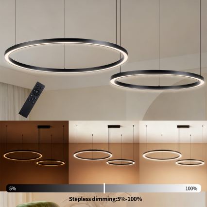 Brilagi - Lustre LED dimerizável suspenso por cabo PORTOFINO LED/98W/230V 3000-6000K preto + comando remoto