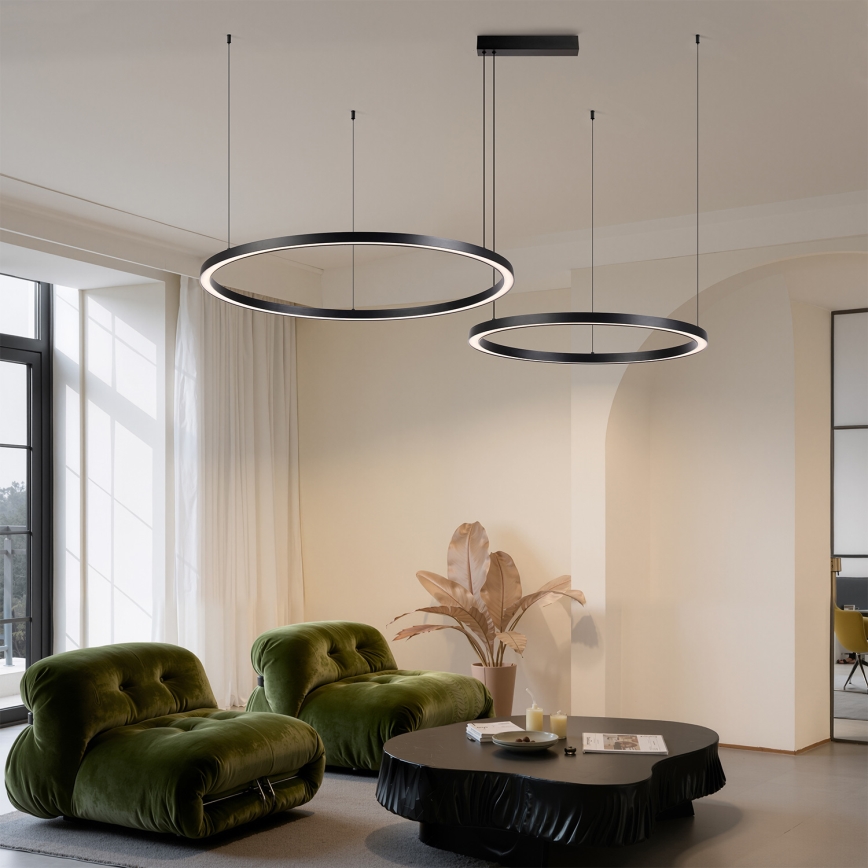 Brilagi - Lustre LED dimerizável suspenso por cabo PORTOFINO LED/98W/230V 3000-6000K preto + comando remoto