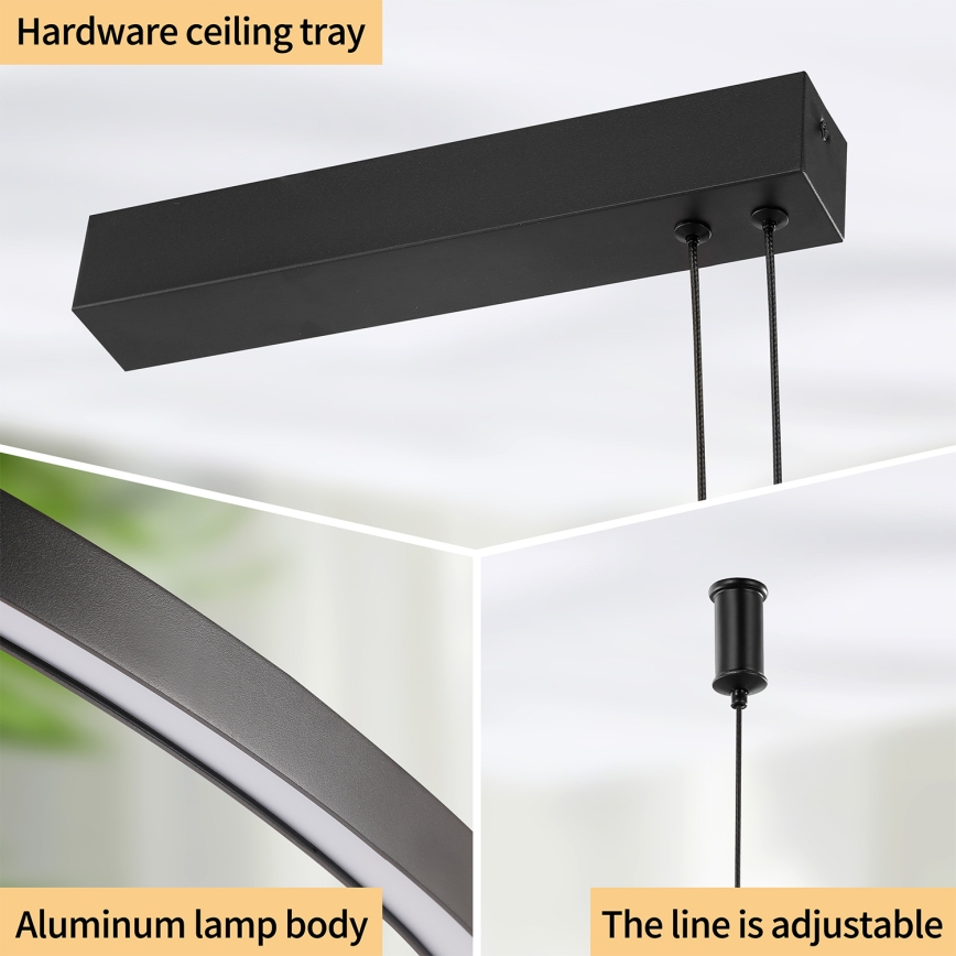 Brilagi - Lustre LED dimerizável suspenso por cabo PORTOFINO LED/98W/230V 3000-6000K preto + comando remoto