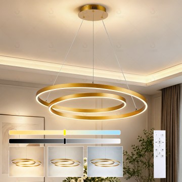 Brilagi - Lustre LED dimável suspenso por cabo TWISTER LED/75W/230V 3000-6000K Ø 70 cm dourado + controlo remoto