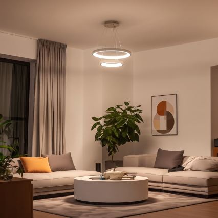 BRILAGI - Lustre LED dimerizável suspenso por cabo FALCON SLIM LED/68W/230V 3000-6500K Ø 50 cm bege + controlo remoto