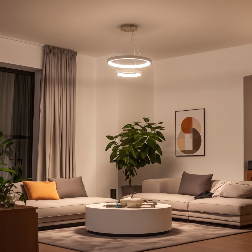 BRILAGI - Lustre LED dimerizável suspenso por cabo FALCON SLIM LED/68W/230V 3000-6500K Ø 50 cm bege + controlo remoto