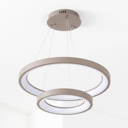 BRILAGI - Lustre LED dimerizável suspenso por cabo FALCON SLIM LED/68W/230V 3000-6500K Ø 50 cm bege + controlo remoto