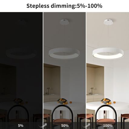 BRILAGI - Lustre LED regulável suspenso por cabo FALCON MODERN LED/54W/230V 3000-6000K Ø 60 cm branco + controlo remoto