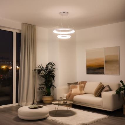 Brilagi - Lustre suspenso dimerizável em cabo FALCON SLIM LED/68W/230V 3000-6500K Ø 50 cm branco + controlo remoto