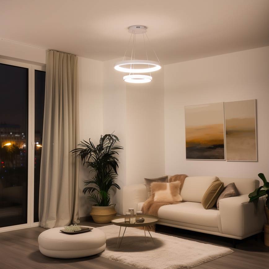 Brilagi - Lustre suspenso dimerizável em cabo FALCON SLIM LED/68W/230V 3000-6500K Ø 50 cm branco + controlo remoto