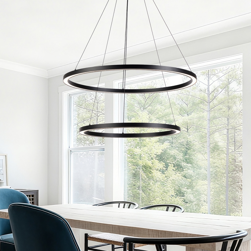 Brilagi - Lustre LED dimerizável suspenso por cabo PORTOFINO LED/98W/230V 3000-6000K diâmetro 80 cm preto + controlo remoto