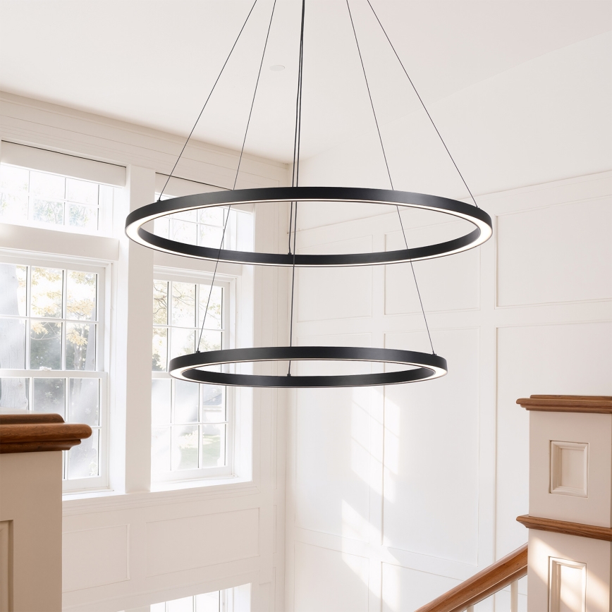 Brilagi - Lustre LED dimerizável suspenso por cabo PORTOFINO LED/98W/230V 3000-6000K diâmetro 80 cm preto + controlo remoto