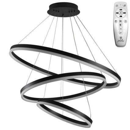 Brilagi - Lustre LED regulável em cabo CIRCLE LED/125W/230V 3000-6500K Ø 80 cm preto + comando remoto