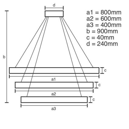 Brilagi - Lustre LED regulável em cabo CIRCLE LED/125W/230V 3000-6500K Ø 80 cm preto + comando remoto