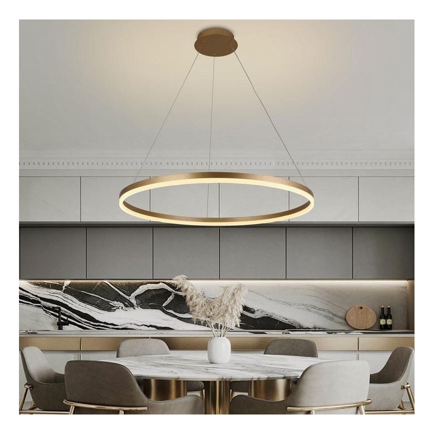 Brilagi - Lustre LED dimável suspenso por cabo CIRCLE LED/55W/230V 3000–6500K Ø 80 cm dourado + controlo remoto