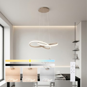 Brilagi - Lustre LED dimerizável suspenso por cabo INFINITY LED/55W/230V 3000-6000K 50x50 cm bege + comando remoto