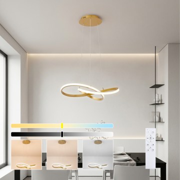 Brilagi - Lustre LED dimerizável suspenso por cabo INFINITY LED/55W/230V 3000-6000K 50x50 cm dourado + controlo remoto